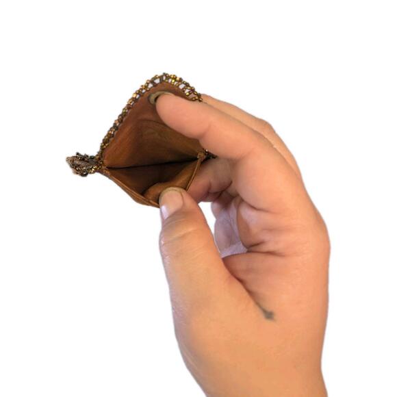 Antique Leather Beaded Pouch From Approximately The‎ 1900s - Picture 4 of 4